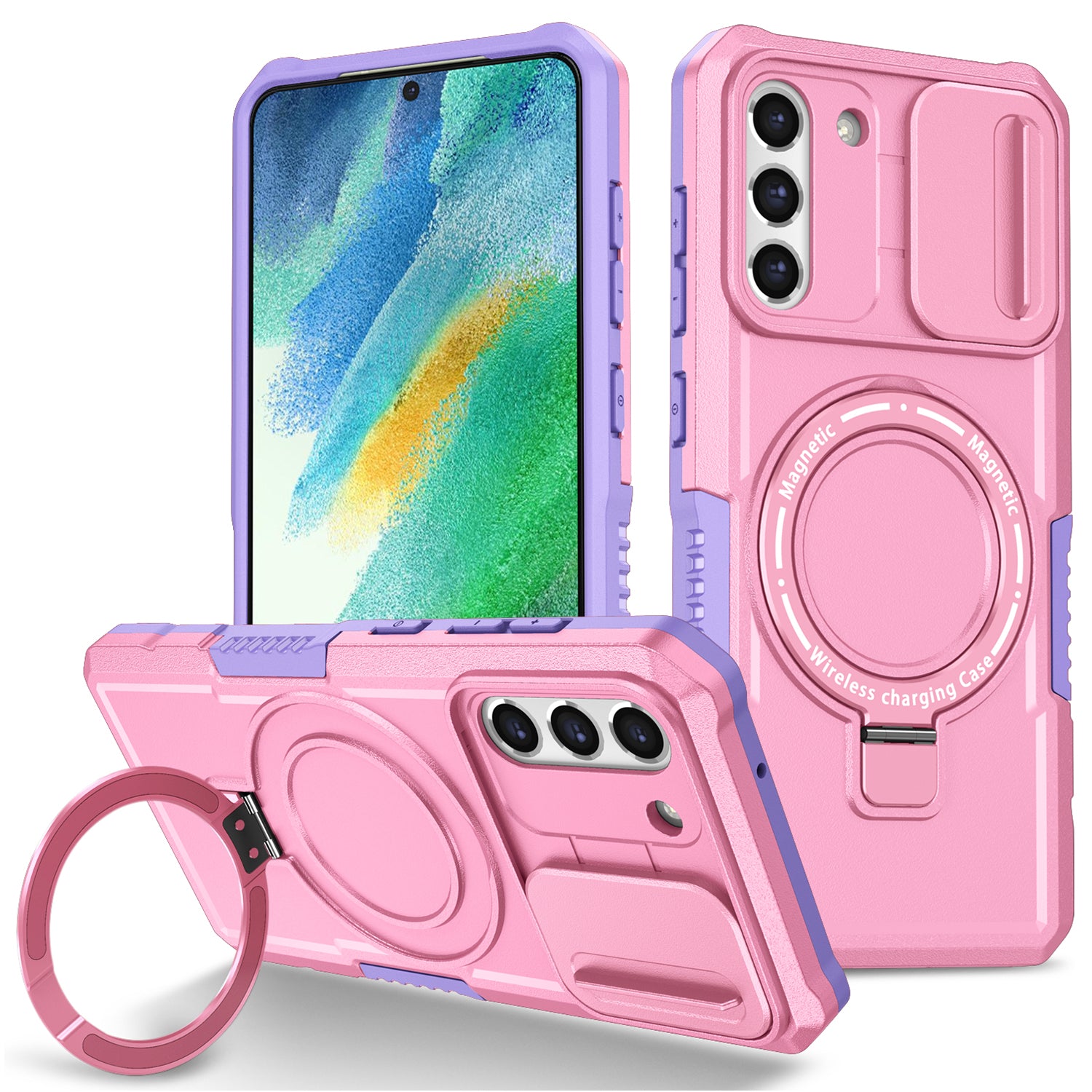 For Samsung Galaxy S21 FE 5G Case PC+TPU Magnetic Phone Shell with Slide Camera Cover For Samsung Galaxy S21 FE 5G Case PC+TPU Magnetic Phone Shell with Slide Camera Cover